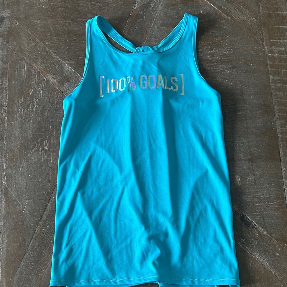 all in motion Teal Girls' Athletic Tank with Metallic '100% GOALS'